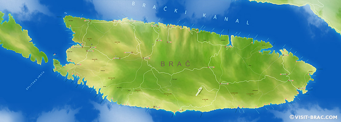 Map of Island Brač